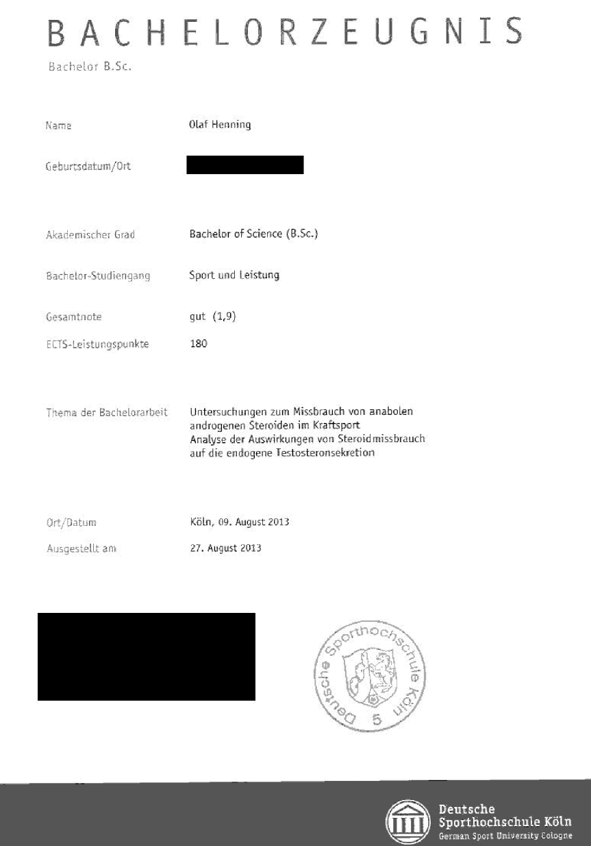 Redigierter Auszug aus dem Bachelor-of-Science-Abschluss Sport und Leistung von Olaf Henning