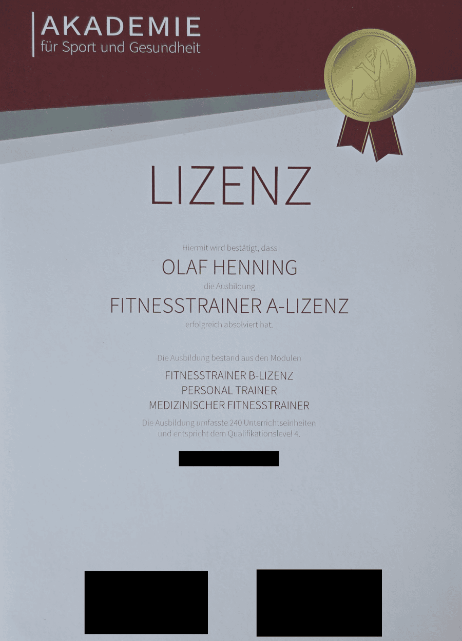 Redigierter Auszug aus der Fitnesstrainer A-Lizenz von Olaf Henning